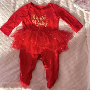 Baby Girl Tutu One Piece Outfit Size 9 Months Red Gold Sparkle Christmas Holiday
